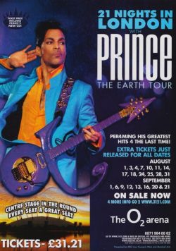 PRINCE London o2 Arena Planet Earth 2007 Tour Poster Print