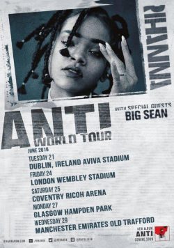 RIHANNA Anti 2016 UK Stadium Tour Poster Print