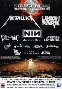 SONISPHERE FESTIVAL 2009 Metallica Linkin Park Poster