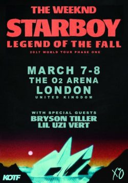 THE WEEKND London O2 Arena March 7-8th 2017 Poster Print