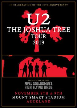 U2 Joshua Tree 2019 World Tour: (Red) AUCKLAND Mount Smart Stadium NEW ZEALAND Poster