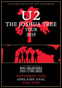 U2 Joshua Tree 2019 World Tour: (Red) ADELAIDE Adelaide Oval AUSTRALIA Poster