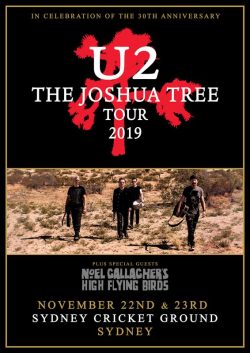U2 Joshua Tree 2019 World Tour: (Gold) SYDNEY Cricket Ground AUSTRALIA Poster