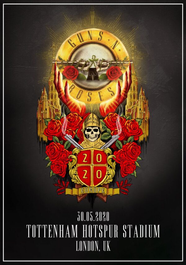 GUNS N ROSES Not In This Lifetime 2020 World Tour: LONDON Tottenham Hotspur Stadium Poster