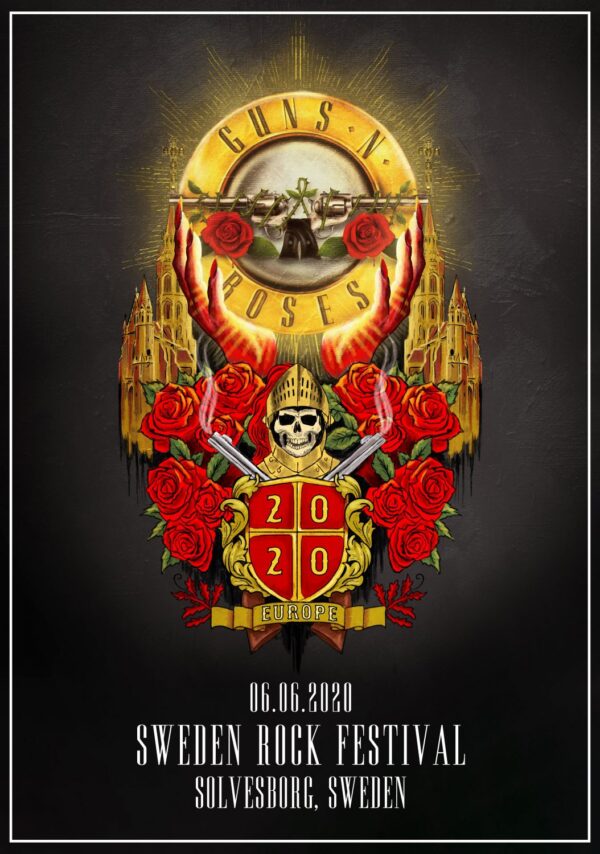 GUNS N ROSES Not In This Lifetime 2020 World Tour: SÖLVESBORG Sweden Rock Festival Poster Print