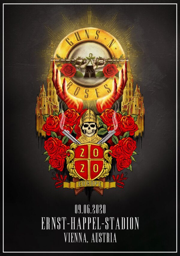 GUNS N ROSES Not In This Lifetime 2020 World Tour: VIENNA Ernst-Happel-Stadion Poster Print