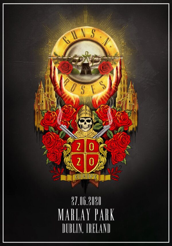 GUNS N ROSES Not In This Lifetime 2020 World Tour: DUBLIN Marlay Park Poster Print