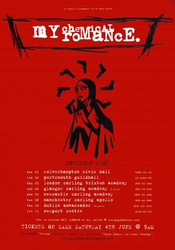 MY CHEMICAL ROMANCE Three Cheers for Sweet Revenge 2005 UK Tour Poster