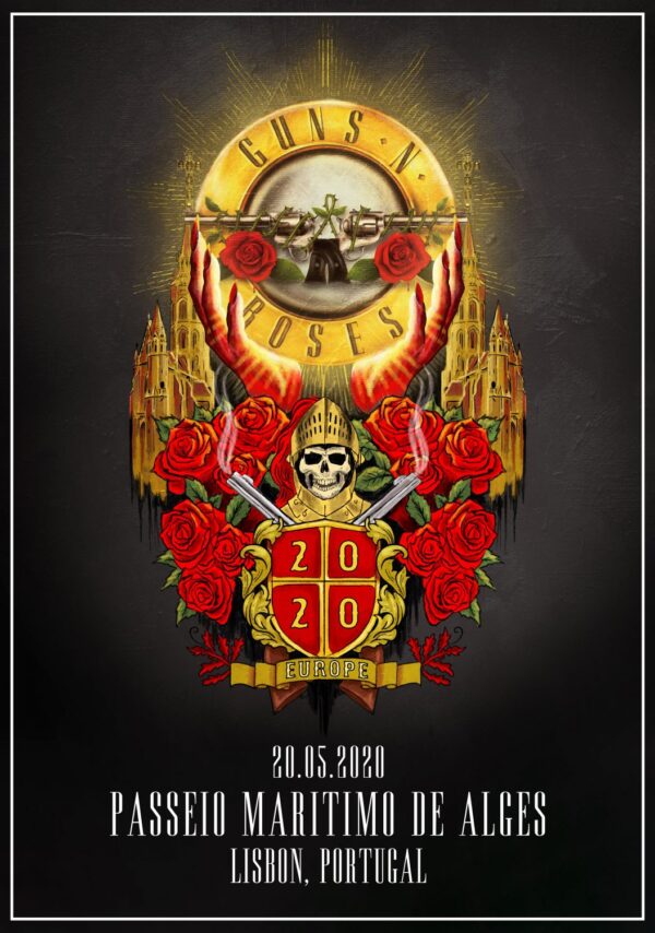 GUNS N ROSES Not In This Lifetime 2020 World Tour: LISBON Passeio Maritimo De Algés Poster Print