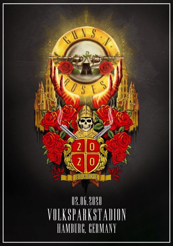 GUNS N ROSES Not In This Lifetime 2020 World Tour: HAMBURG Volksparkstadion Poster