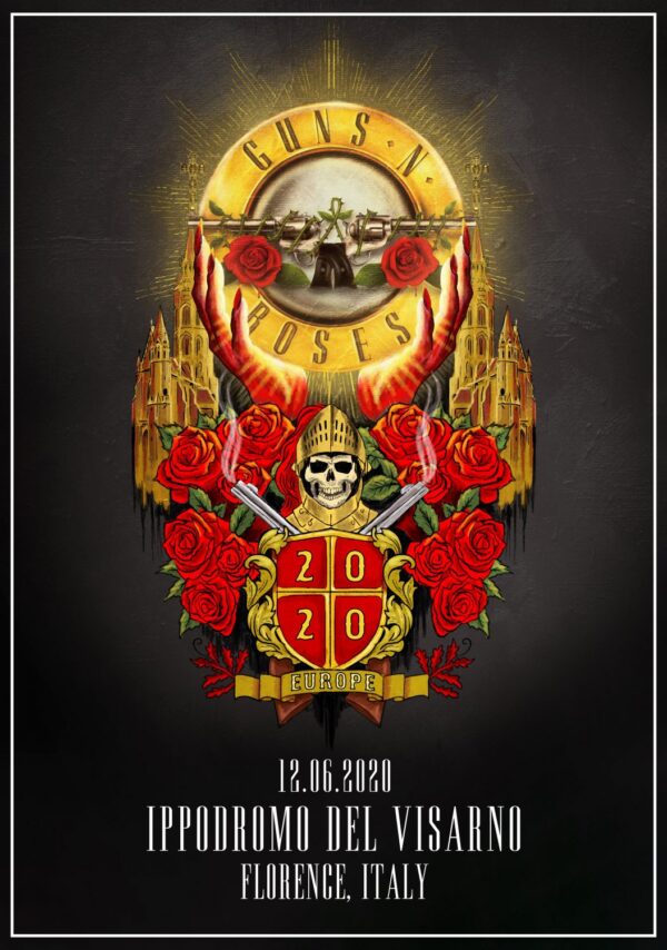 GUNS N ROSES Not In This Lifetime 2020 World Tour: FLORENCE Ippodromo del Visarno Poster Print