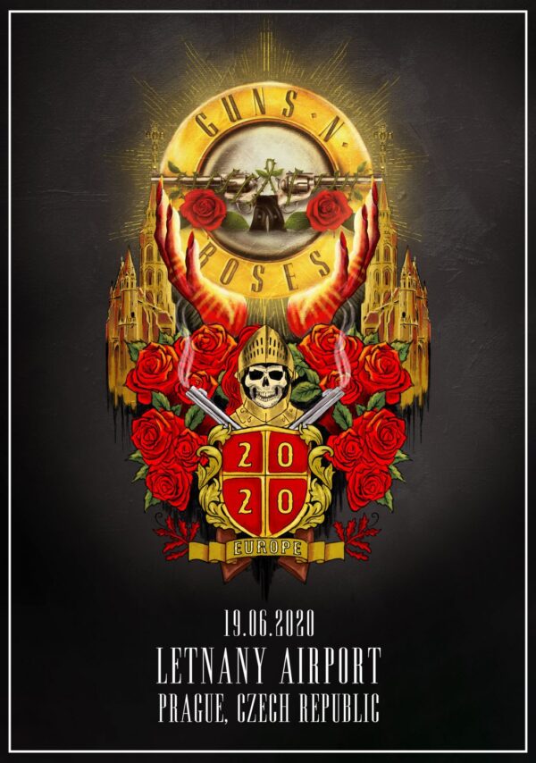 GUNS N ROSES Not In This Lifetime 2020 World Tour: PRAGUE Letňany Airport Poster Print