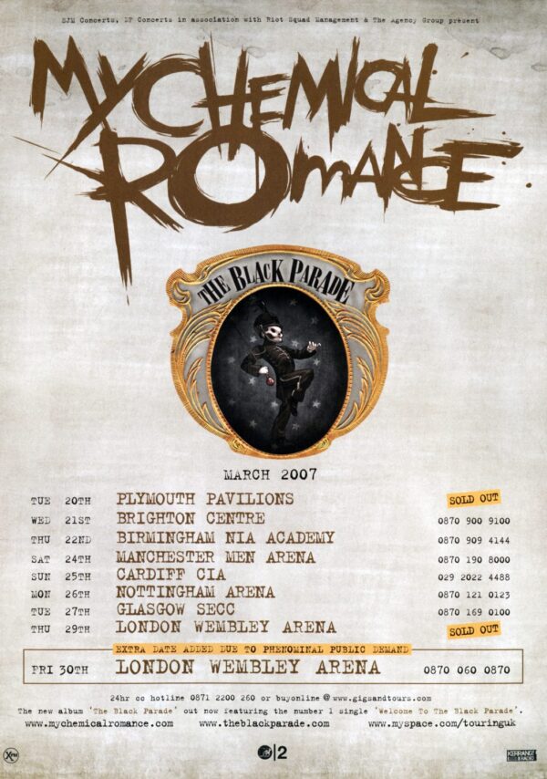 MY CHEMICAL ROMANCE The Black Parade 2007 UK Tour Poster