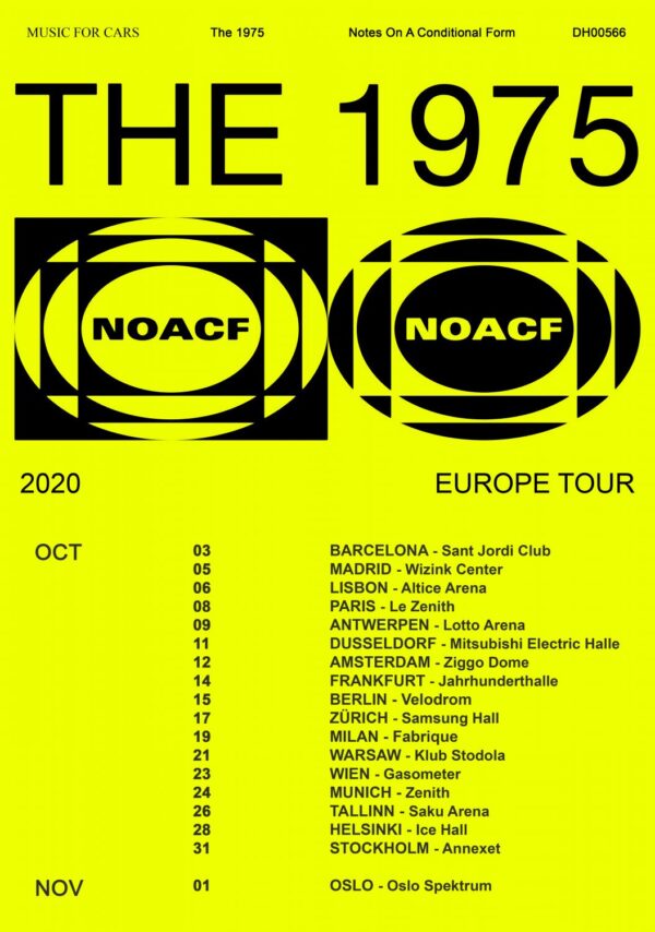 THE 1975 Notes on a Conditional Form 2020 European Tour: Poster