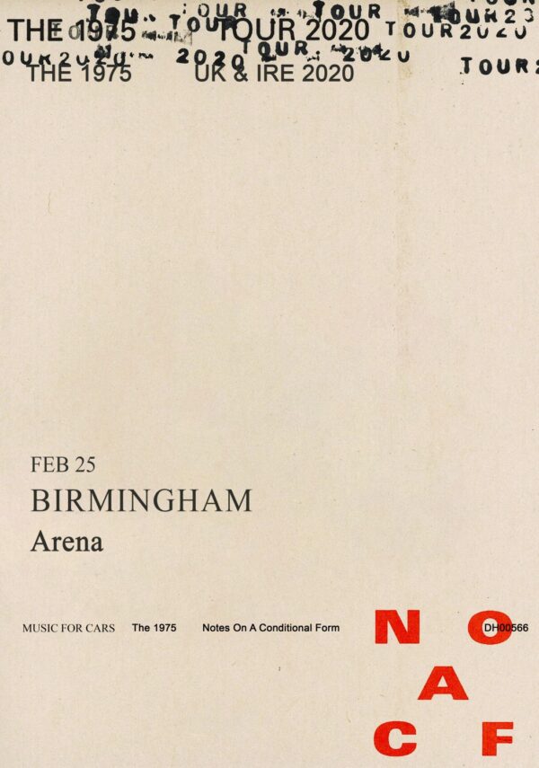 THE 1975 Notes on a Conditional Form UK 2020 Tour: BIRMINGHAM Birmingham Arena Poster