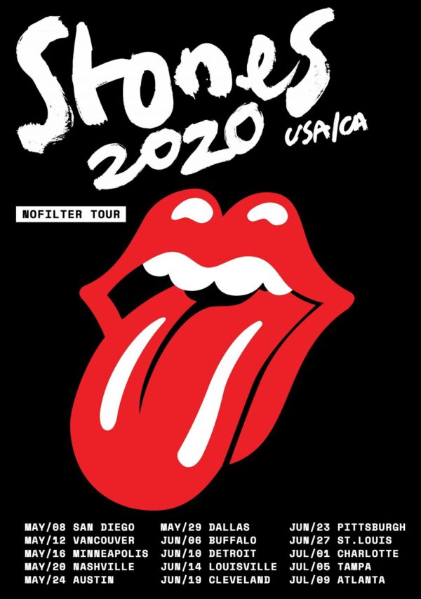 ROLLING STONES No Filter 2020 Tour: USA/CA TOUR (Black) Poster