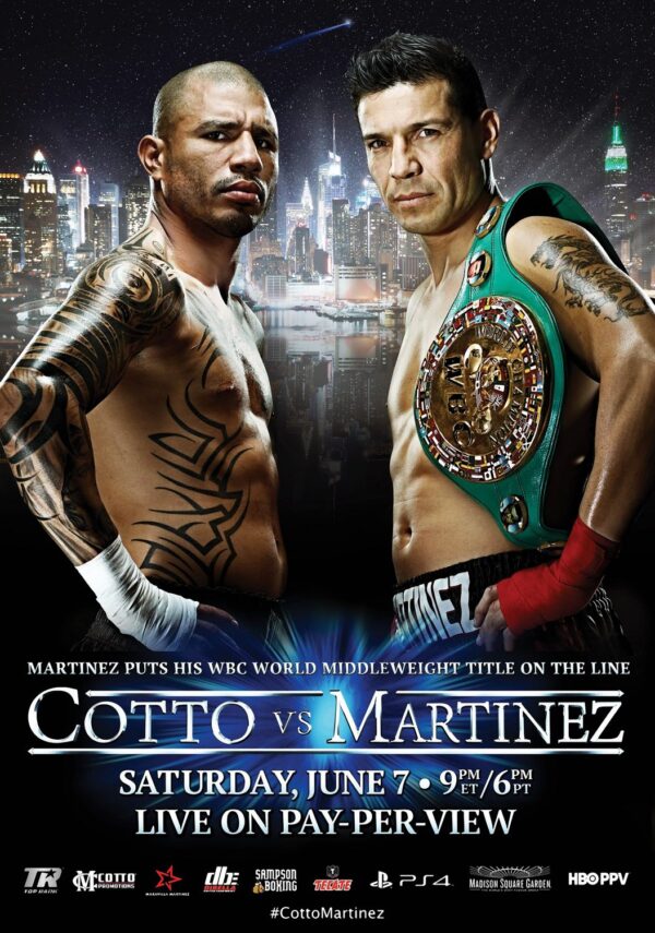 MIGUEL COTTO vs. SERGIO MARTINEZ June 7th 2014 Poster Print