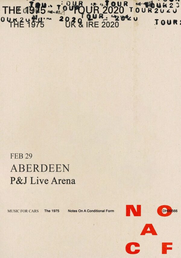 THE 1975 Notes on a Conditional Form UK 2020 Tour: ABERDEEN P&J Live Poster
