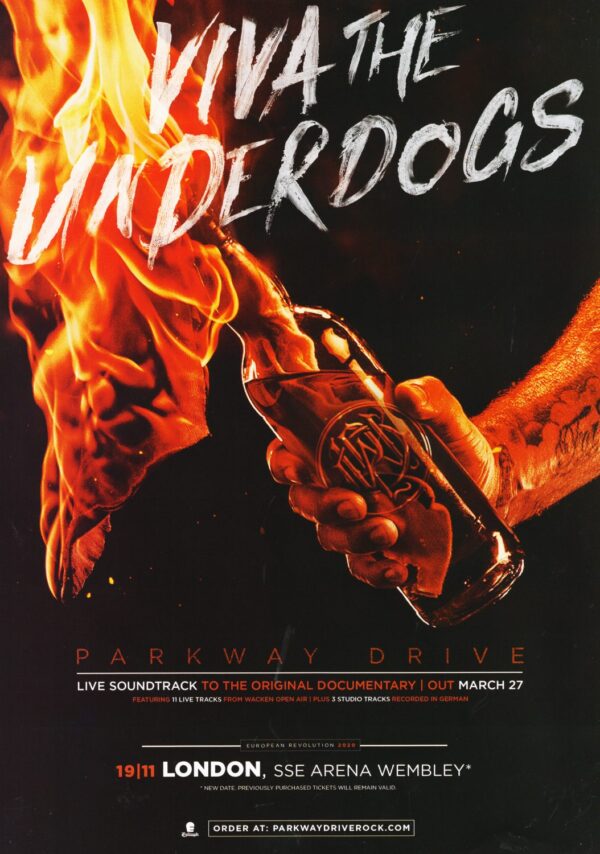 PARKWAY DRIVE Viva The Underdogs 2020 UK Tour - LONDON SSE Arena Poster Print