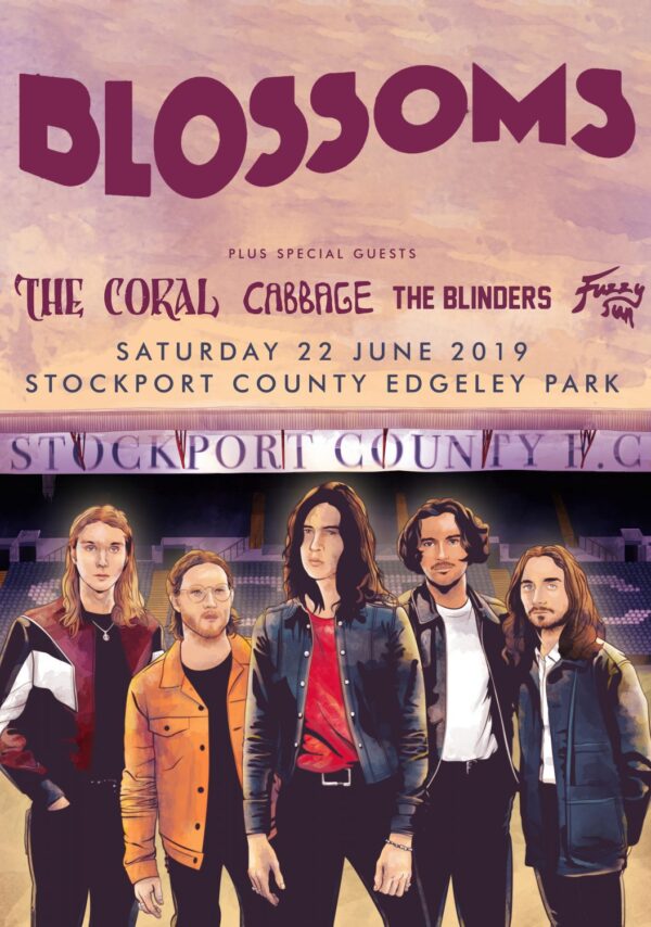 BLOSSOMS 2019 UK Tour STOCKPORT County Edgeley Park Poster
