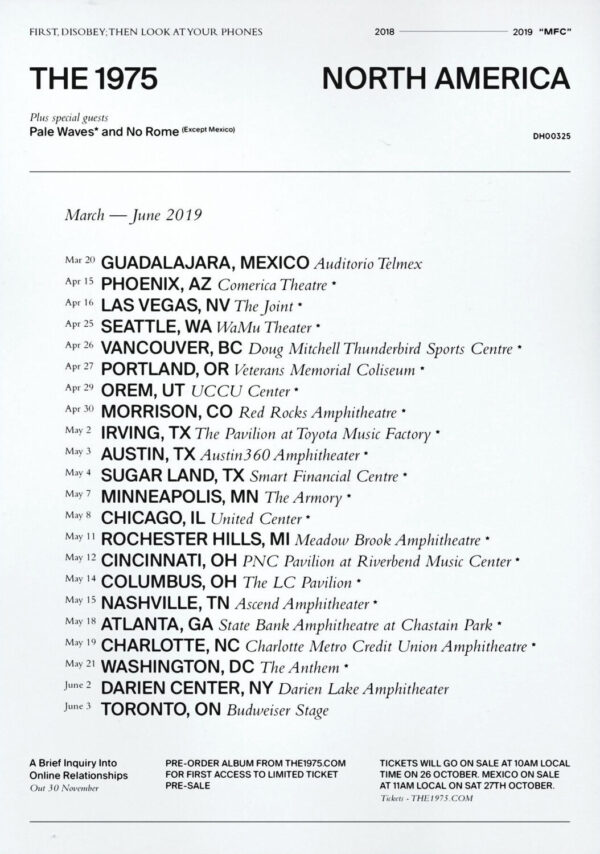 The 1975 A Brief Enquiry Into Online Relationships North American 2019 Tour Poster