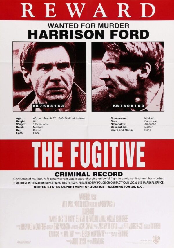 The Fugitive Movie Poster - Classic 90's Vintage Poster Print