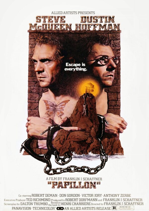 Papillion Movie Poster - Classic 70's Vintage Poster Print