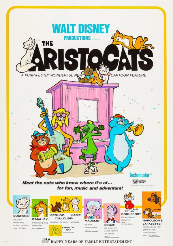 The Aristocats Movie Poster - Classic 70's Vintage Poster