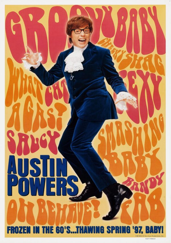 Austin Powers International Man of Mystery Movie Poster - Classic 90's Vintage Poster Print