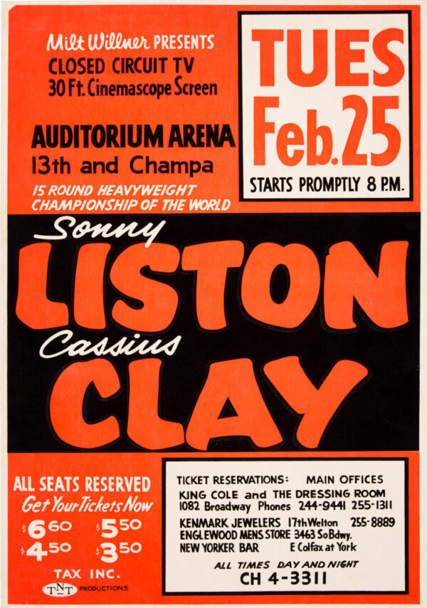 Muhammad Ali vs. Sonny Liston 1964 Closed Circuit Boxing Poster