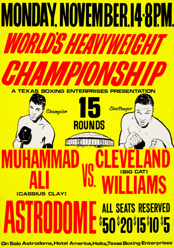 Muhammad Ali vs. Cleveland Williams 1966 Fight Boxing Poster