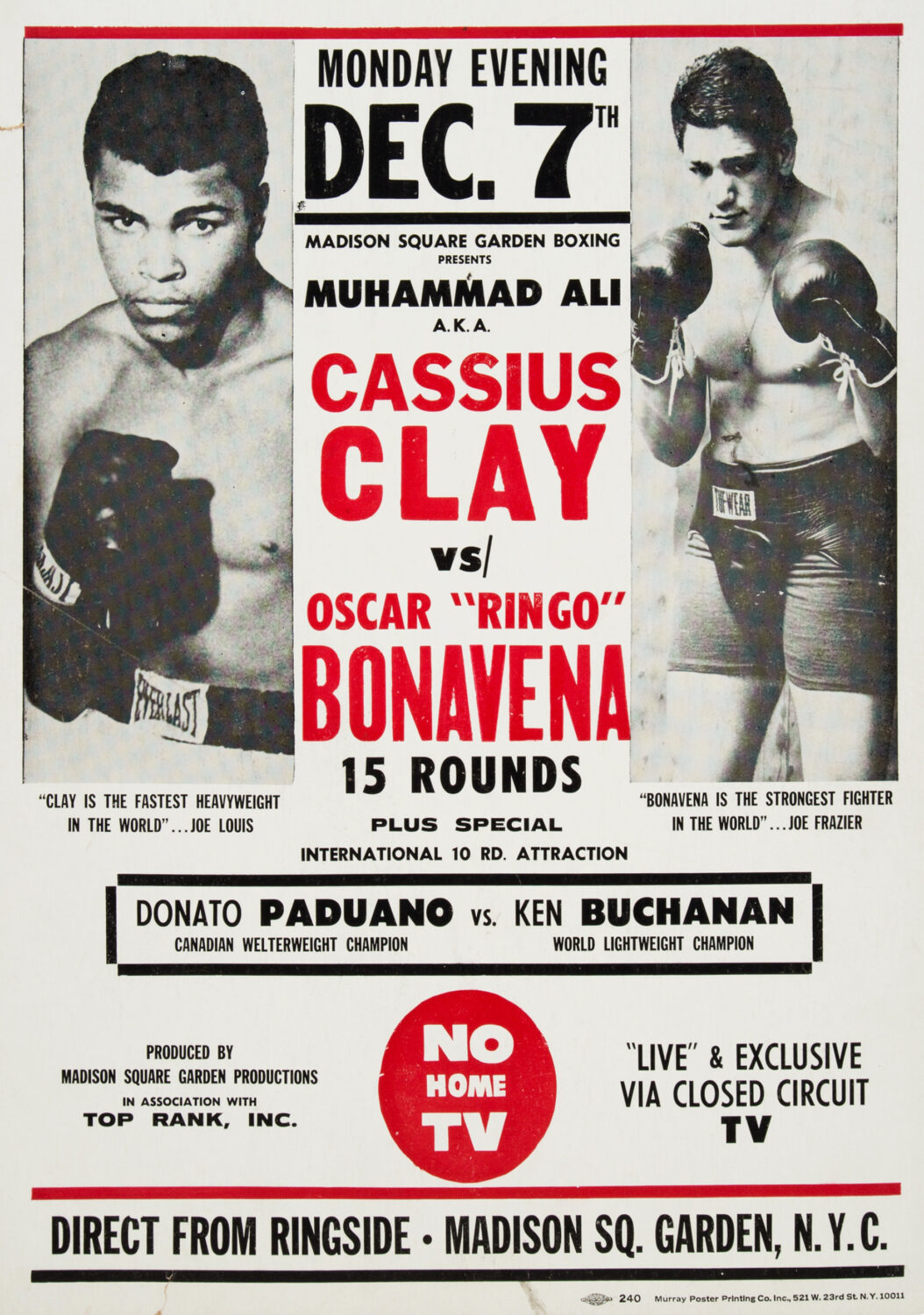 Muhammad Ali vs. Oscar Bonavena 1970 Fight Poster