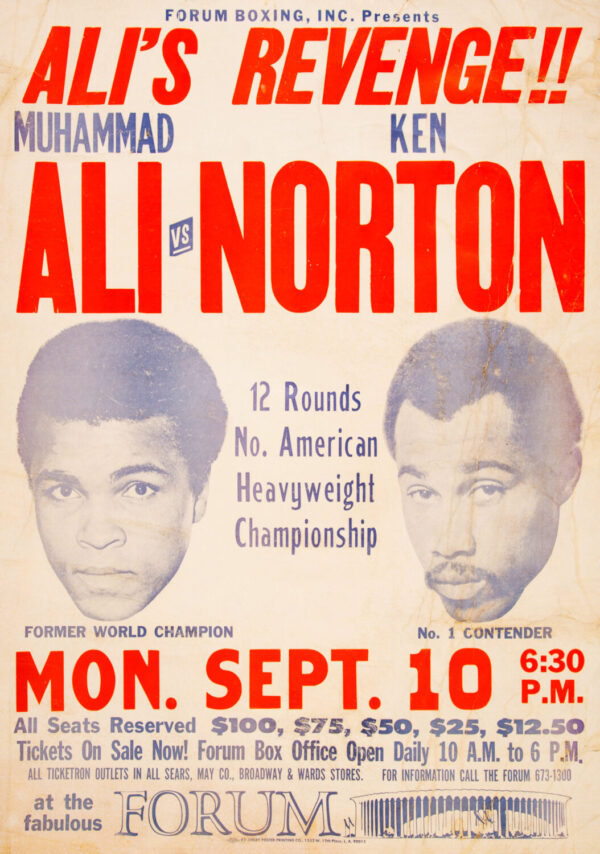 Muhammad Ali vs. Ken Norton II 1973 Fight Boxing Poster - Ali Revenge Print
