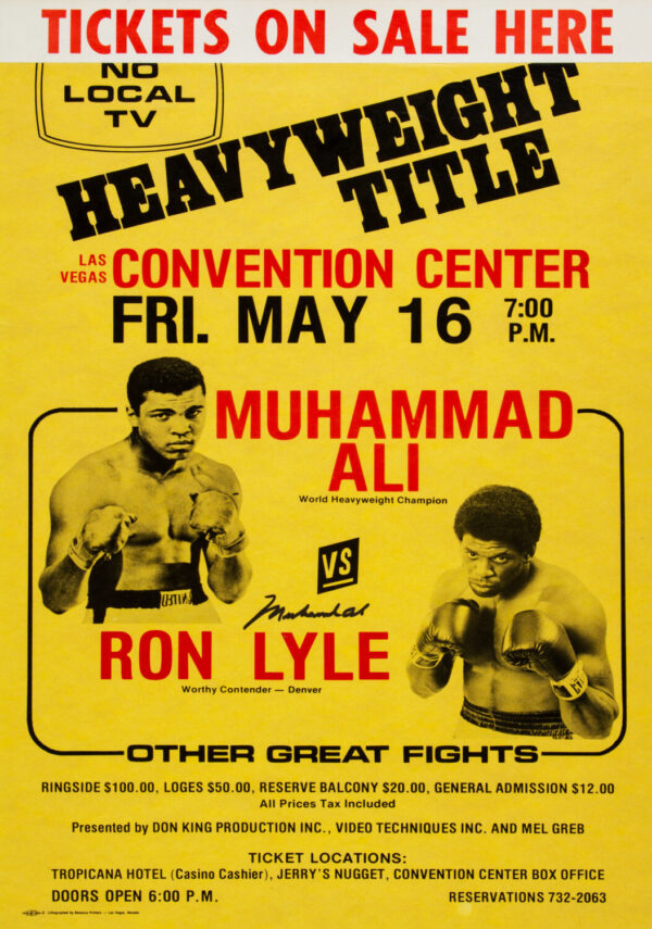 Muhammad Ali vs. Ron Lyle 1975 Fight Boxing Poster
