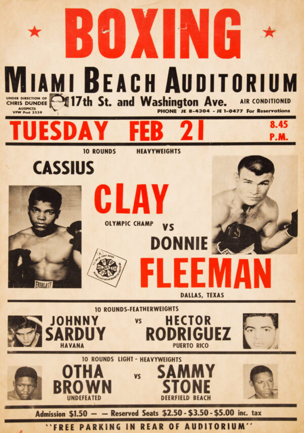 Muhammad Ali vs. Donnie Fleeman 1961 Fight Boxing Poster
