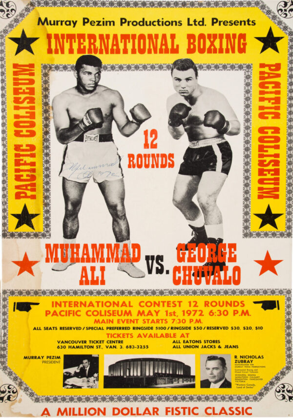 Muhammad Ali vs. George Chuvalo 1972 Fight Boxing Poster