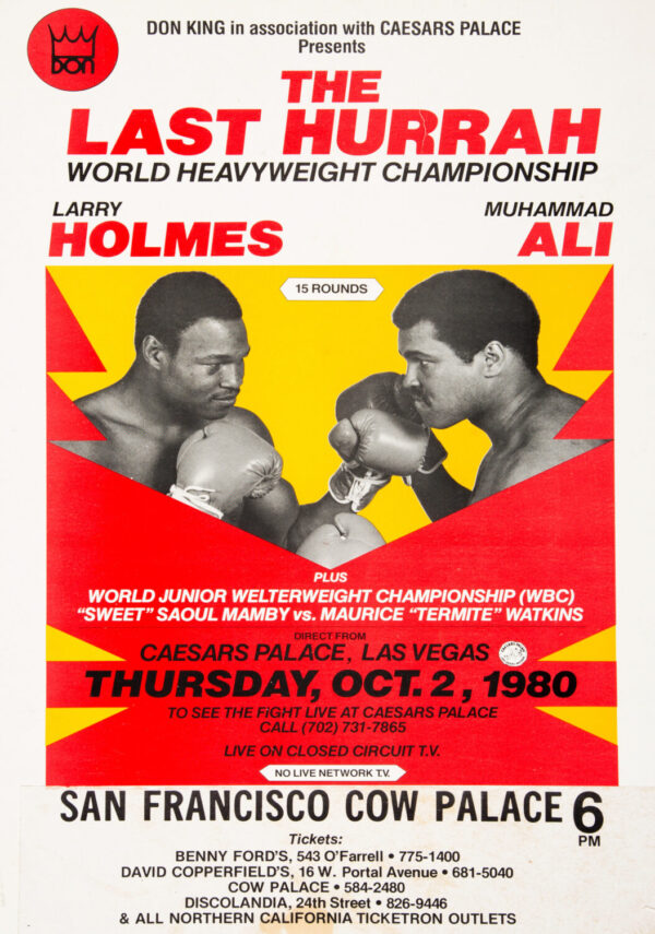Muhammad Ali vs. Larry Holmes 1980 Fight Boxing Poster - The Last Hurrah Print