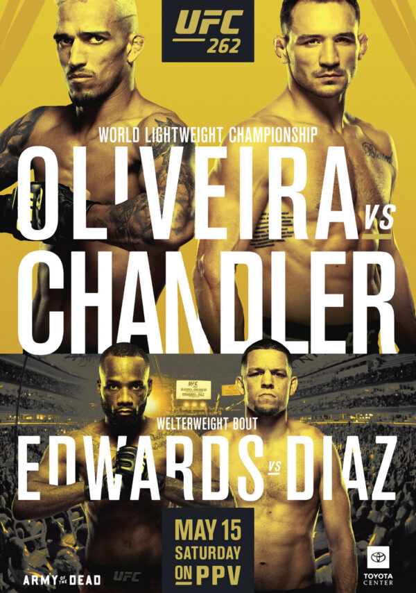 UFC 262 Charles Oliveira vs. Michael Chandler Fight Poster - Leon Edwards vs. Nate Diaz - MMA 2021