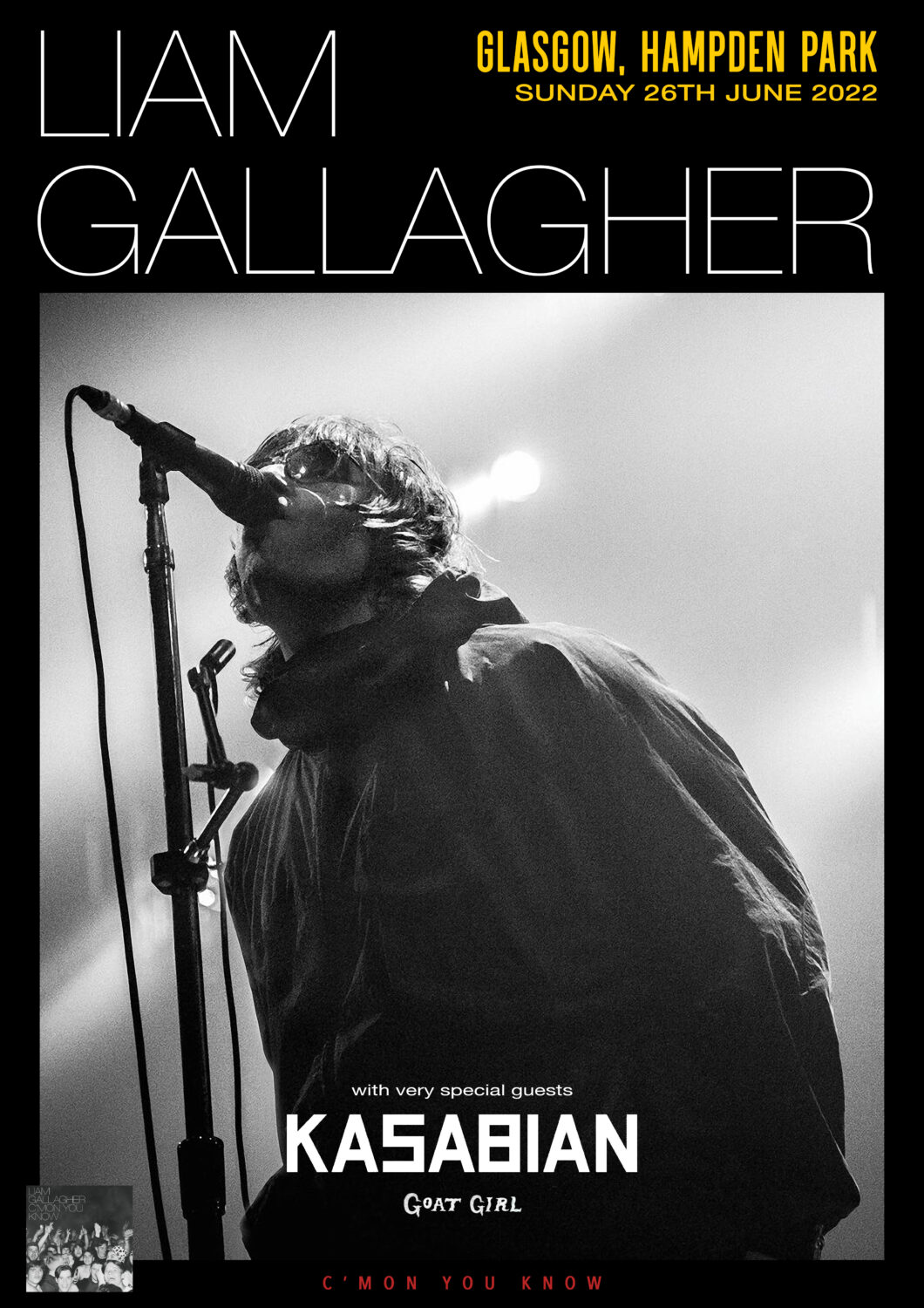 LIAM GALLAGHER Glasgow Hampden Park Tour Poster 2022 Tour Poster
