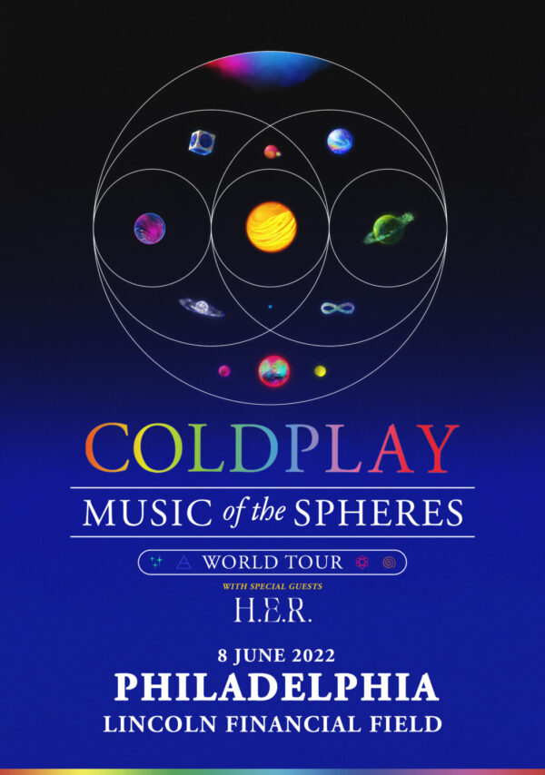 COLDPLAY Music of the Spheres 2022 World Tour: PHILADELPHIA Lincoln Financial Field Poster Print