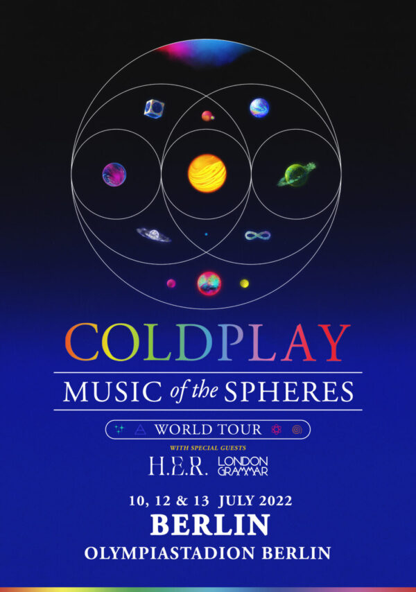 COLDPLAY Music of the Spheres 2022 World Tour: BERLIN Olympiastadion Berlin Poster