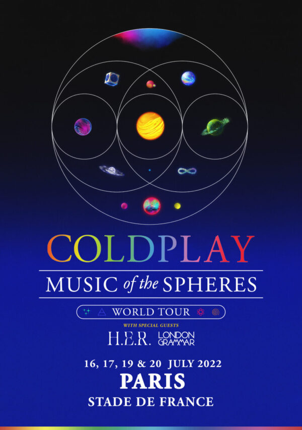 COLDPLAY Music of the Spheres 2022 World Tour: PARIS Stade de France Poster