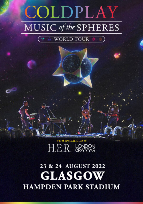 COLDPLAY Music of the Spheres 2022 World Tour: GLASGOW Hampden Park Stadium Poster