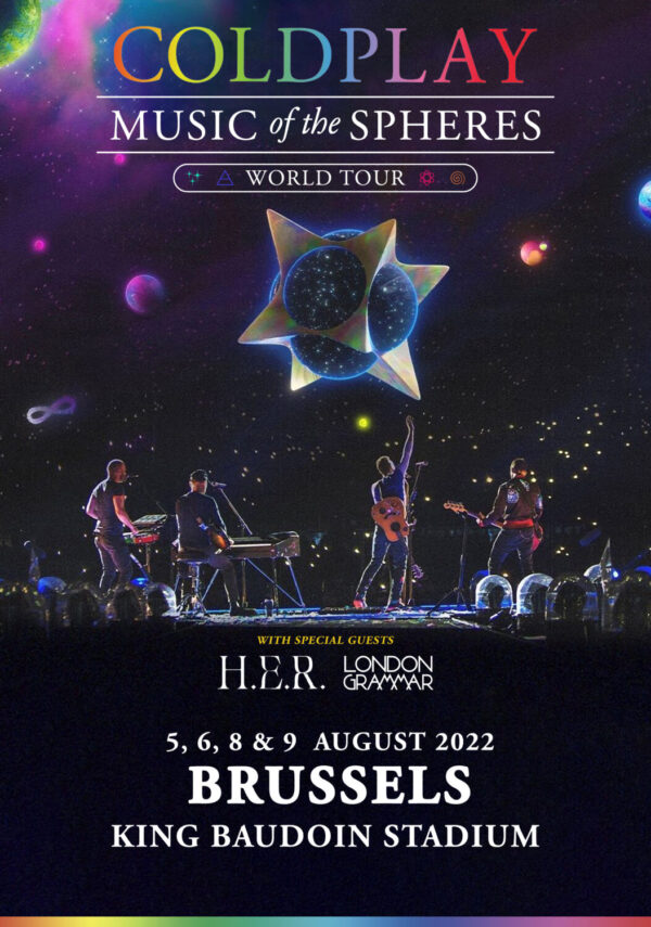 COLDPLAY Music of the Spheres 2022 World Tour: BRUSSELS King Baudouin Stadium Poster