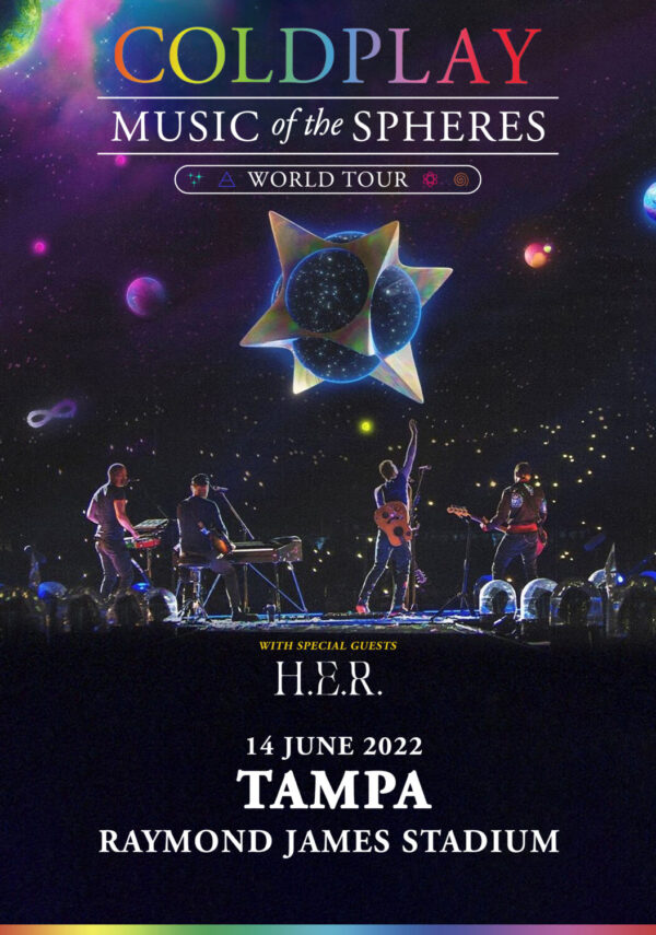 COLDPLAY Music of the Spheres 2022 World Tour: TAMPA Raymond James Stadium Poster