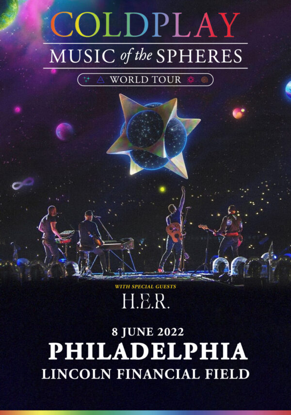 COLDPLAY Music of the Spheres 2022 World Tour: PHILADELPHIA Lincoln Financial Field Poster Print