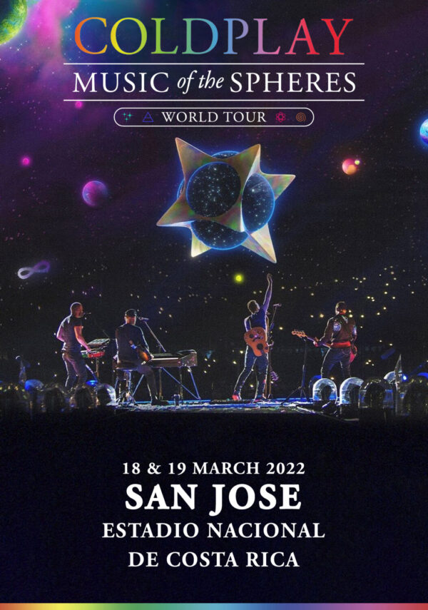 COLDPLAY Music of the Spheres 2022 World Tour: SAN JOSE Estadio Nacional Poster