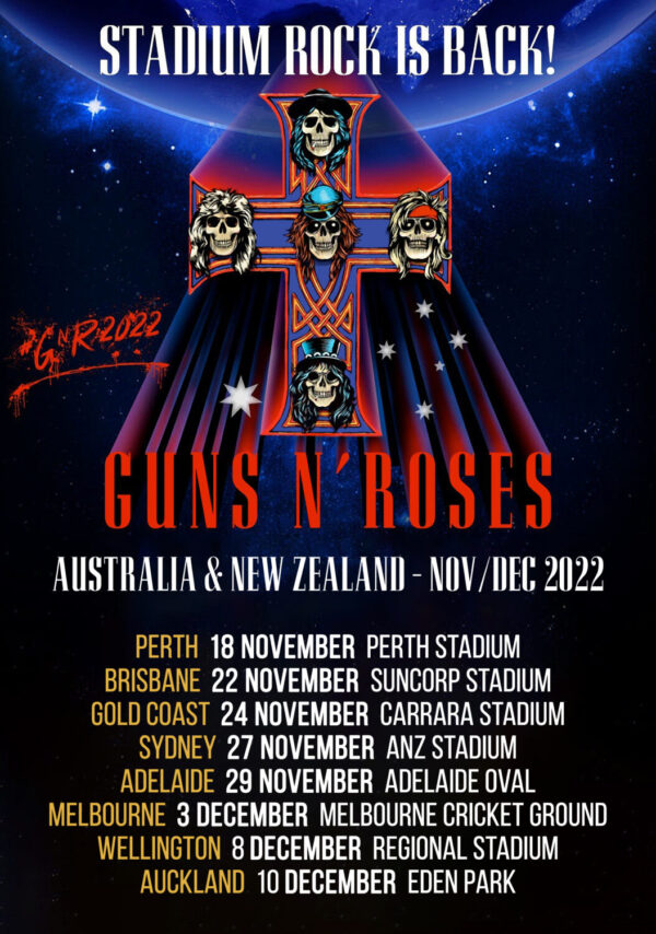 GUNS N’ ROSES Australia & New Zealand Nov/Dec 2022 Tour Poster