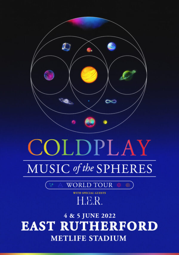 COLDPLAY Music of the Spheres 2022 World Tour: EAST RUTHERFORD MetLife Stadium Poster