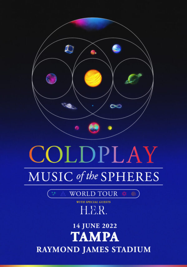 COLDPLAY Music of the Spheres 2022 World Tour: TAMPA Raymond James Stadium Poster Print
